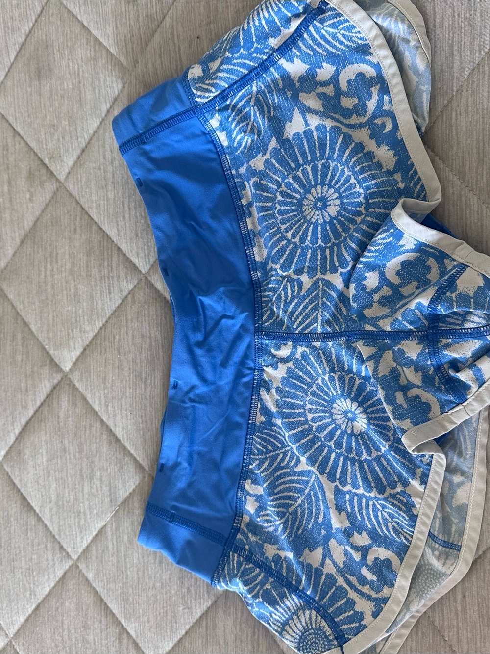 lululemon athletica Blue and White Floral Athletic Shorts